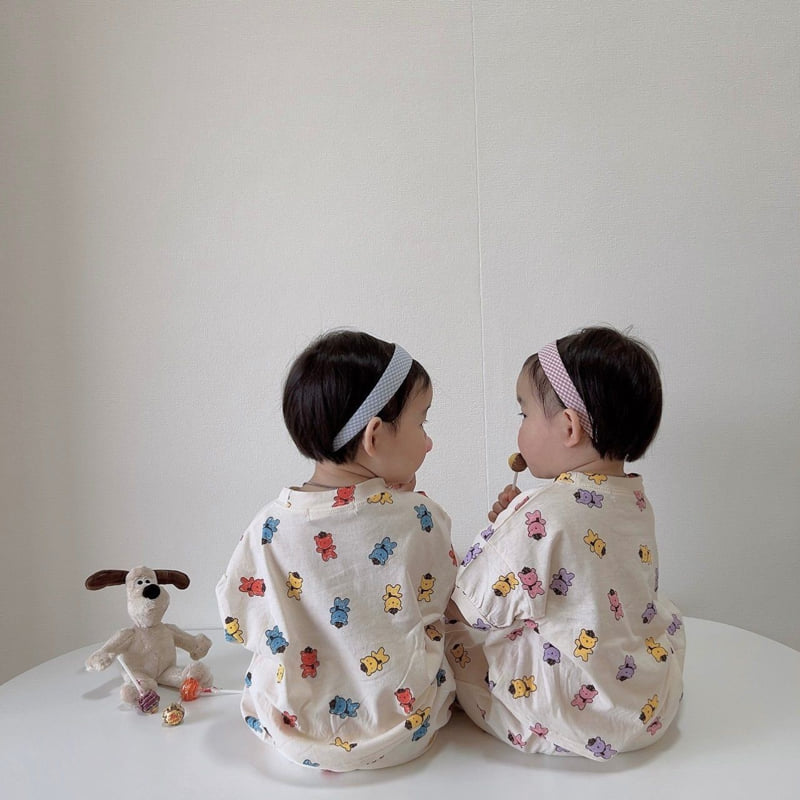 Moran - Korean Children Fashion - #prettylittlegirls - Summer Hat Bear Top Bottom Set - 8