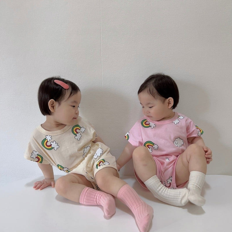 Moran - Korean Children Fashion - #prettylittlegirls - Rainbow Cloud Top Bottom Set - 7