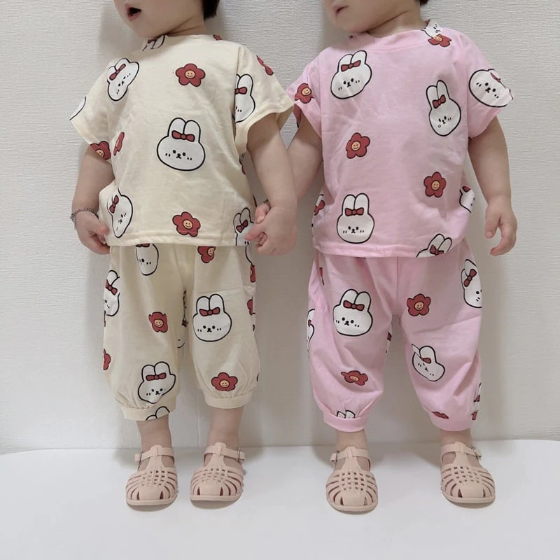 Moran - Korean Children Fashion - #stylishchildhood - Rabbit Top Bottom Set