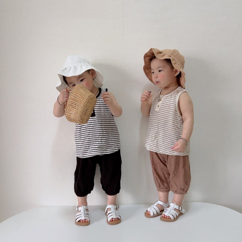 Moran - Korean Children Fashion - #todddlerfashion - Mango Button Top Bottom Set - 6