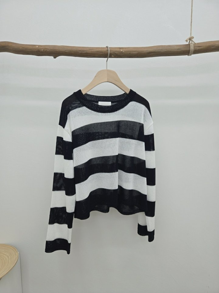 Most - Korean Women Fashion - #momslook - Cooling Stripe Round Tee - 10