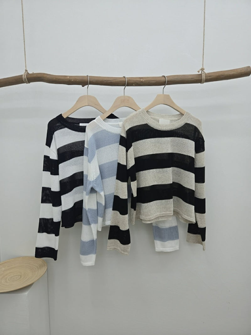Most - Korean Women Fashion - #momslook - Cooling Stripe Round Tee - 12