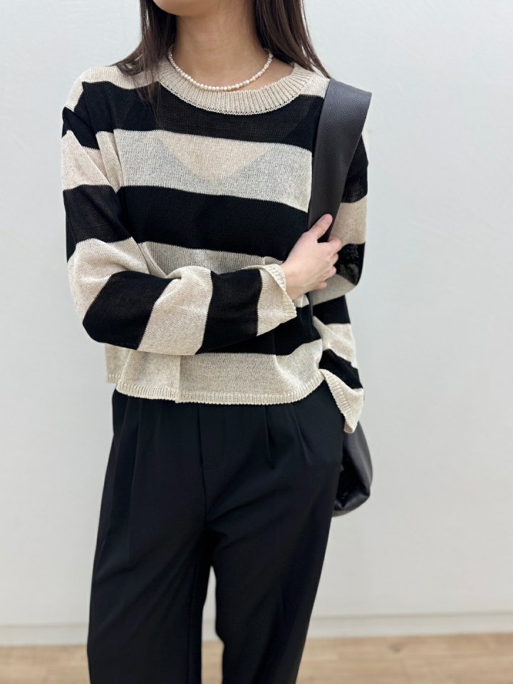 Most - Korean Women Fashion - #momslook - Cooling Stripe Round Tee - 2