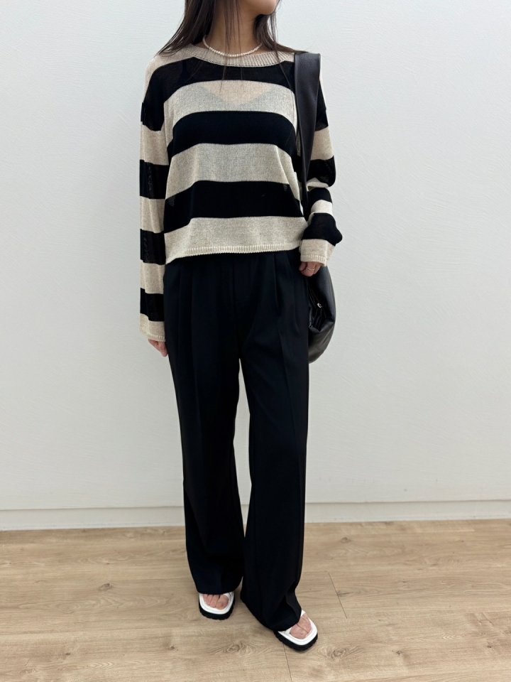Most - Korean Women Fashion - #womensfashion - Cooling Stripe Round Tee - 7