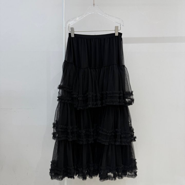 Neroli36 - Korean Women Fashion - #momslook - Mesh Wave Maxi Skirt