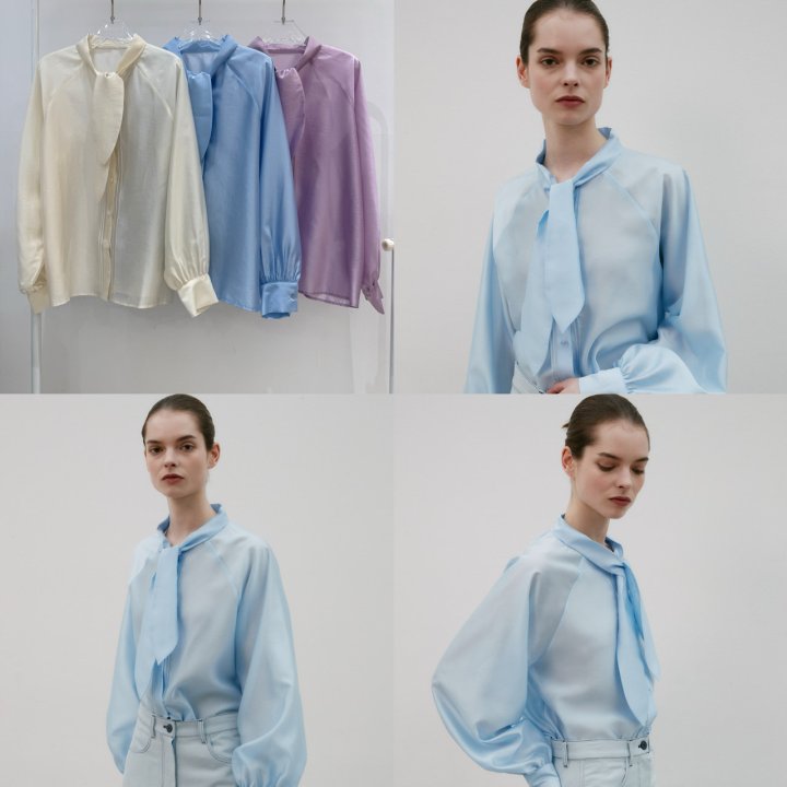 Neroli36 - Korean Women Fashion - #womensfashion - See Through Tie Blouse - 4
