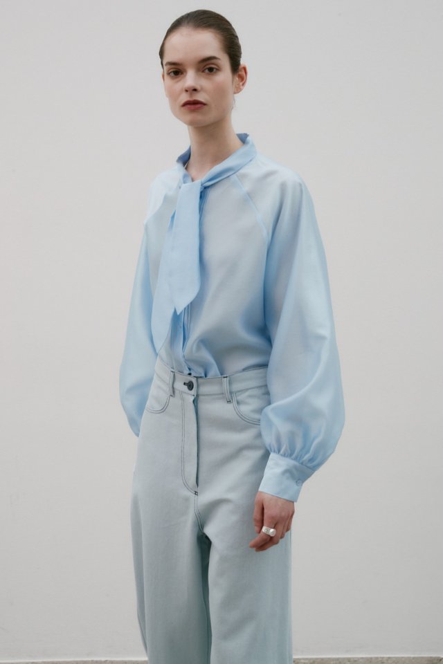 Neroli36 - Korean Women Fashion - #momslook - See Through Tie Blouse - 6