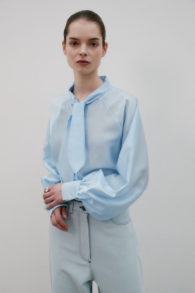 Neroli36 - Korean Women Fashion - #momslook - See Through Tie Blouse - 8