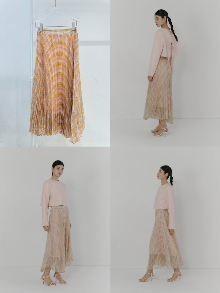 Neroli36 - Korean Women Fashion - #restrostyle - Check Chiffon Skirt - 3