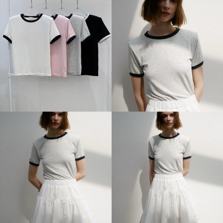 Neroli36 - Korean Women Fashion - #thatsdarling - Colored Padded Tee - 4