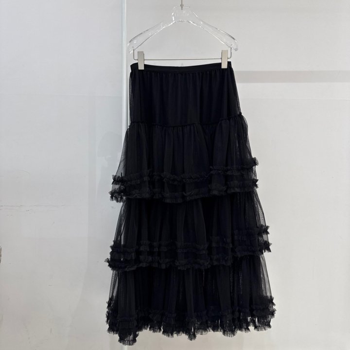 Neroli36 - Korean Women Fashion - #womensfashion - Mesh Wave Maxi Skirt - 2