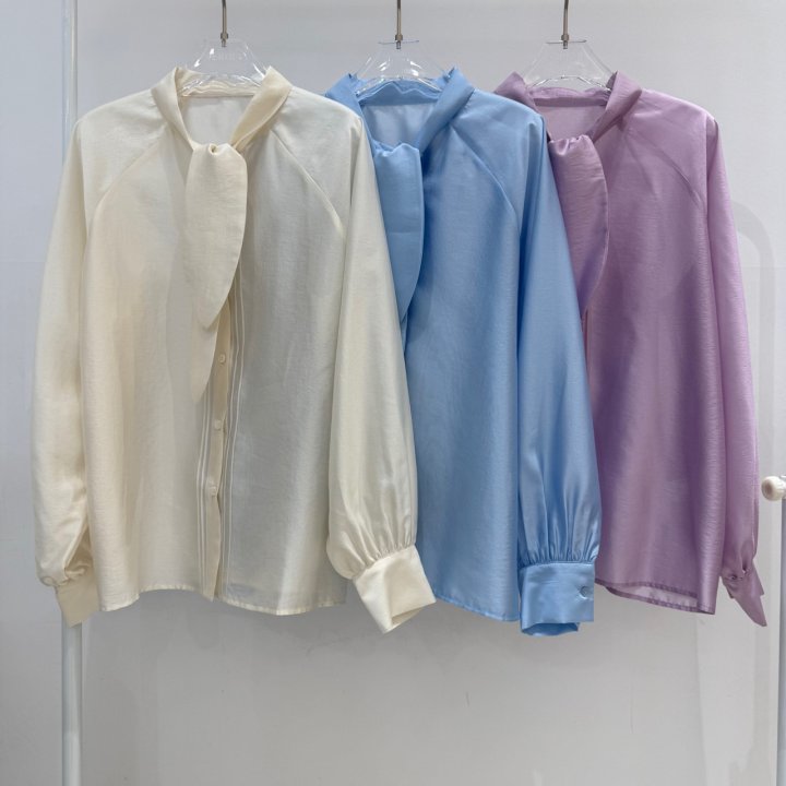 Neroli36 - Korean Women Fashion - #womensfashion - See Through Tie Blouse