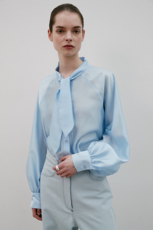 Neroli36 - Korean Women Fashion - #womensfashion - See Through Tie Blouse - 5