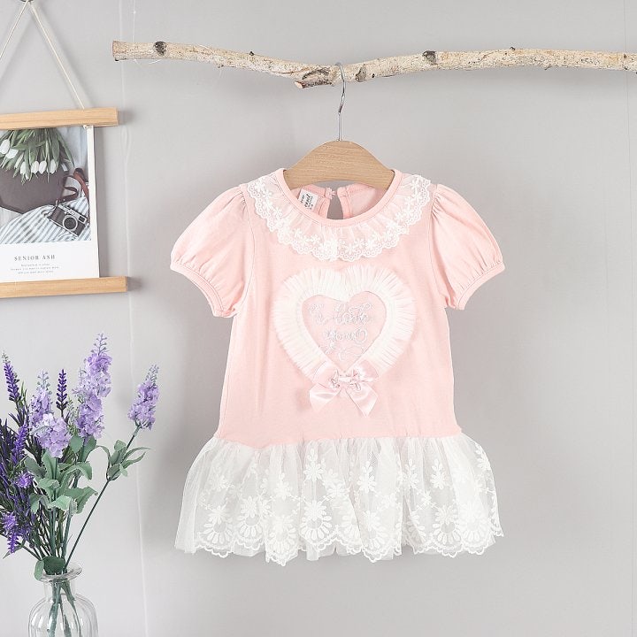 New Pierrot - Korean Baby Fashion - #babyboutique - Mesh Heart One-piece - 6