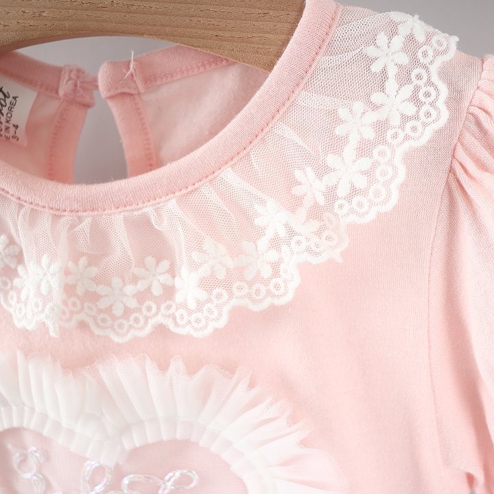 New Pierrot - Korean Baby Fashion - #babyboutique - Mesh Heart One-piece - 7