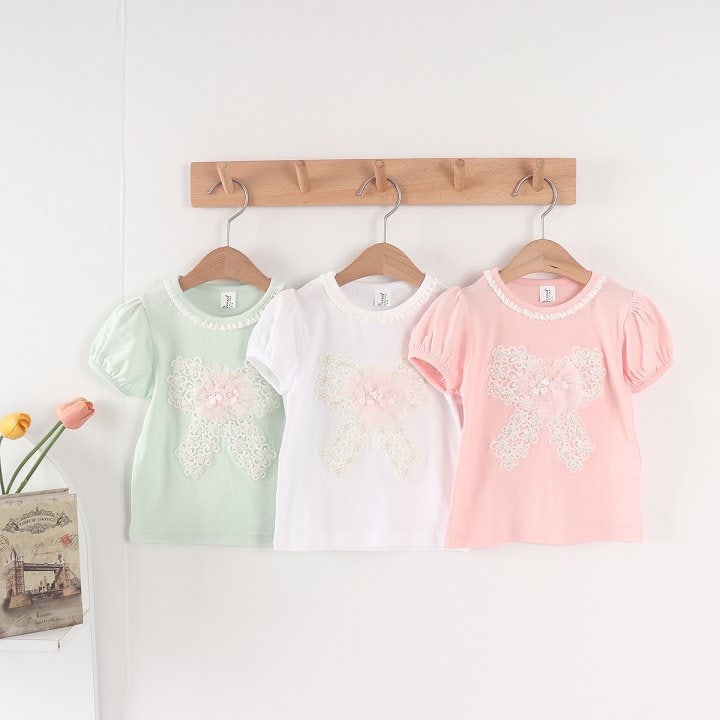 New Pierrot - Korean Baby Fashion - #babyboutique - Flower Ribbon tee - 2