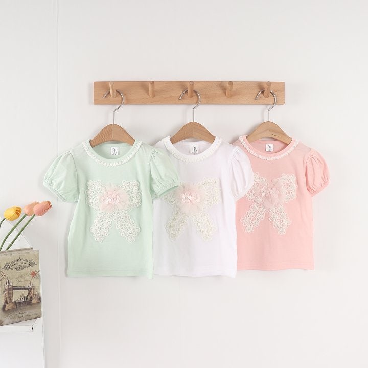 New Pierrot - Korean Baby Fashion - #babyboutique - Flower Ribbon tee - 3