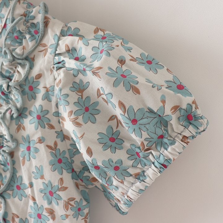 New Pierrot - Korean Baby Fashion - #babyboutiqueclothing - Flower Frill One-piece - 5