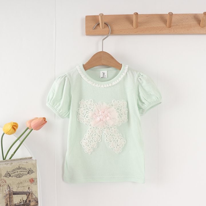 New Pierrot - Korean Baby Fashion - #babyboutique - Flower Ribbon tee - 4