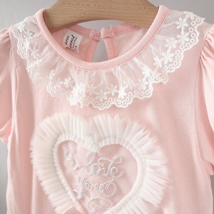 New Pierrot - Korean Baby Fashion - #babyclothing - Mesh Heart One-piece - 9