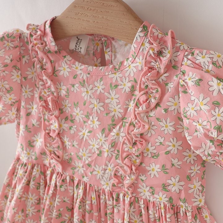 New Pierrot - Korean Baby Fashion - #babyfever - Flower Frill One-piece - 8