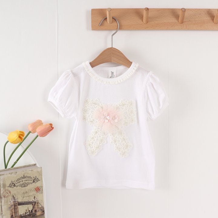 New Pierrot - Korean Baby Fashion - #babyfever - Flower Ribbon tee - 7