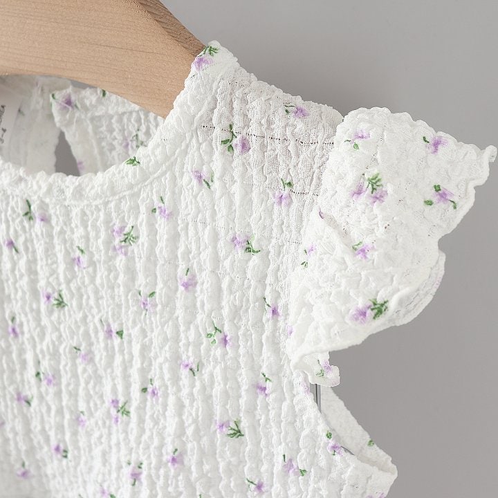 New Pierrot - Korean Baby Fashion - #babyoutfit - Flower Frill One-piece - 3