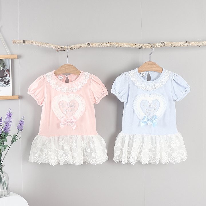 New Pierrot - Korean Baby Fashion - #babyoutfit - Mesh Heart One-piece - 2