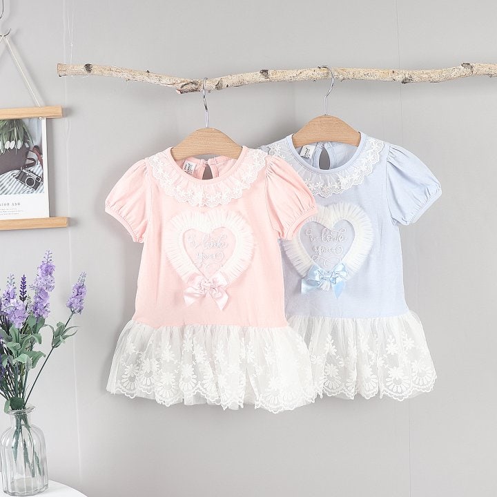 New Pierrot - Korean Baby Fashion - #babywear - Mesh Heart One-piece - 3