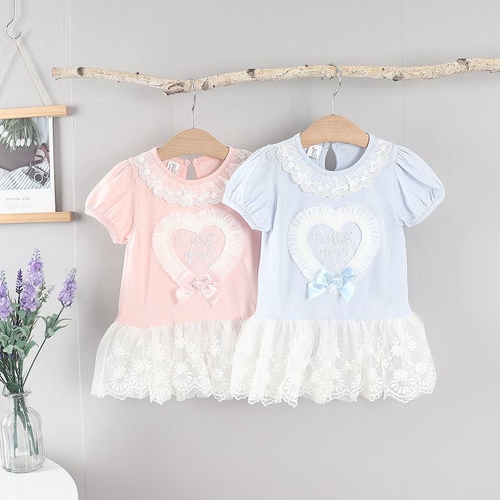 New Pierrot - Korean Baby Fashion - #babywear - Mesh Heart One-piece - 4