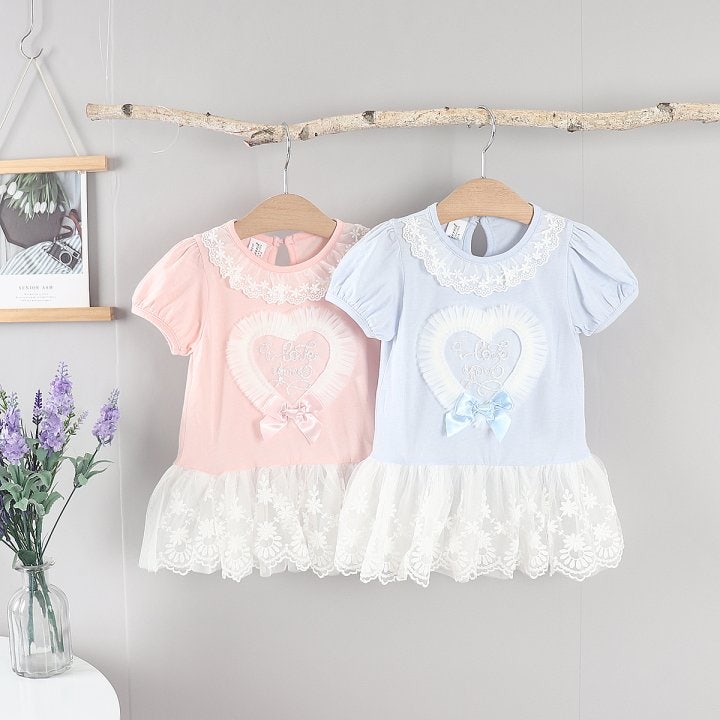 New Pierrot - Korean Baby Fashion - #onlinebabyshop - Mesh Heart One-piece - 5