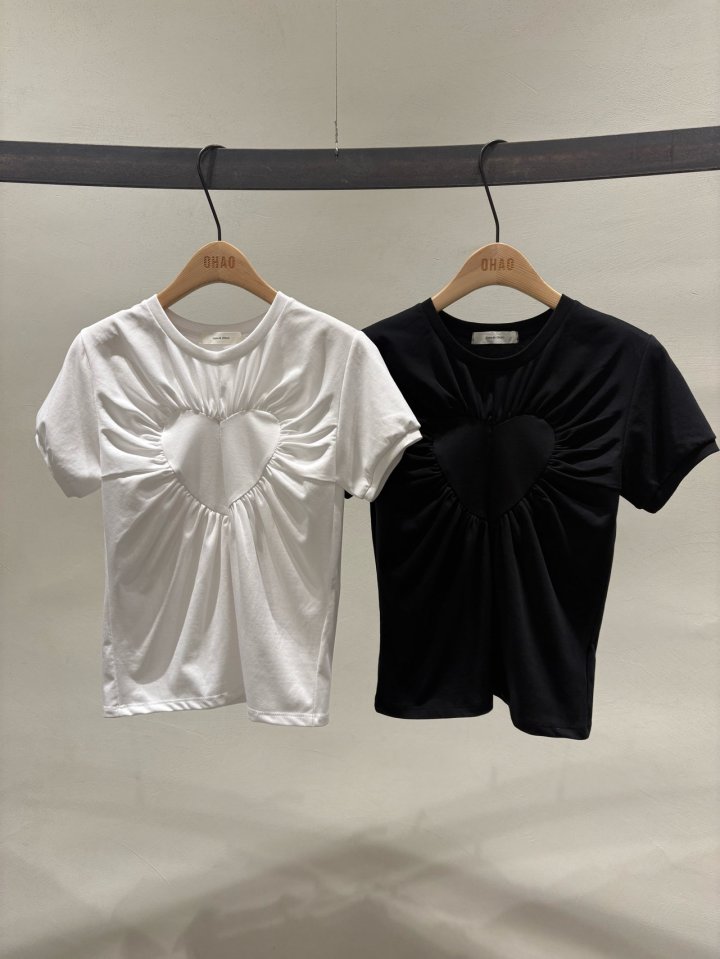 Ohao - Korean Women Fashion - #momslook - Heart Tee - 3