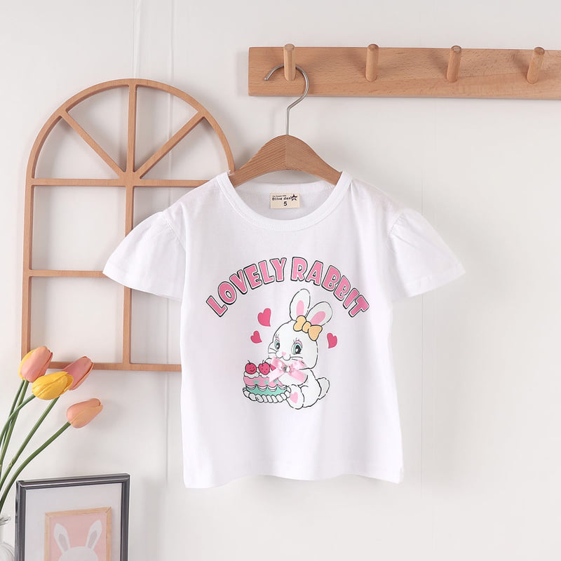 Olive denim - Korean Children Fashion - #Kfashion4kids - Lovely Rabbit Tee - 7