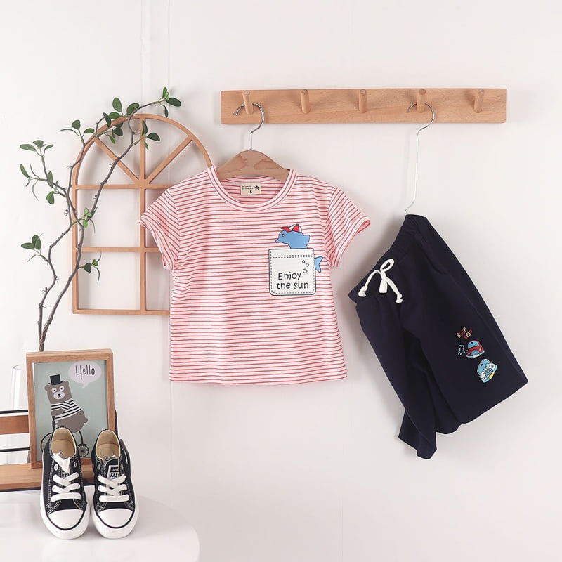 Olive denim - Korean Children Fashion - #Kfashion4kids - Single Shark Tee - 6