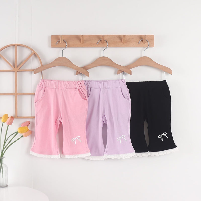 Olive denim - Korean Children Fashion - #Kfashion4kids - Ribbon Lace Pants