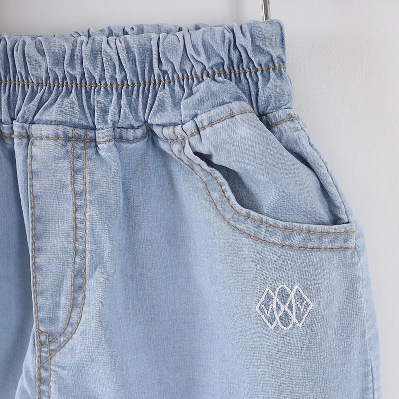 Olive denim - Korean Children Fashion - #Kfashion4kids - Denim Embroidery Pants - 6