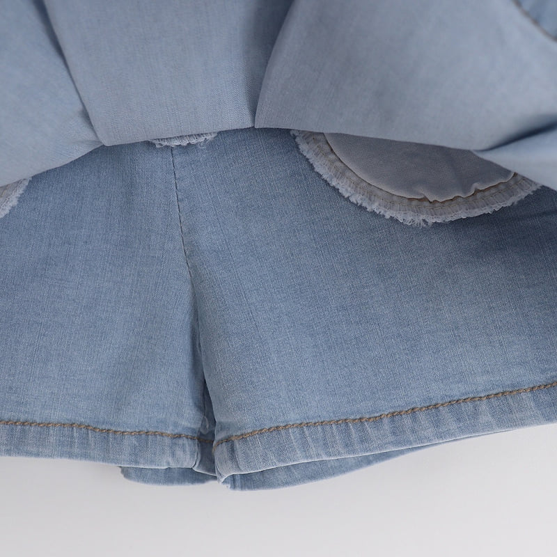 Olive denim - Korean Children Fashion - #Kfashion4kids - Denim Skirt Shorts - 5