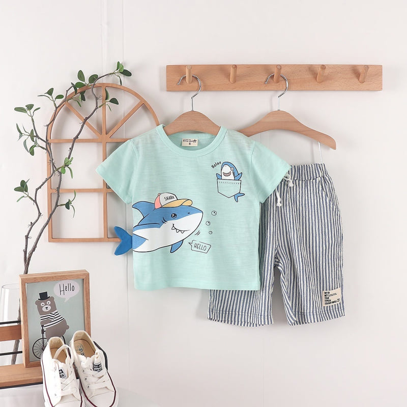 Olive denim - Korean Children Fashion - #stylishchildhood - Shark Tail Tee - 4