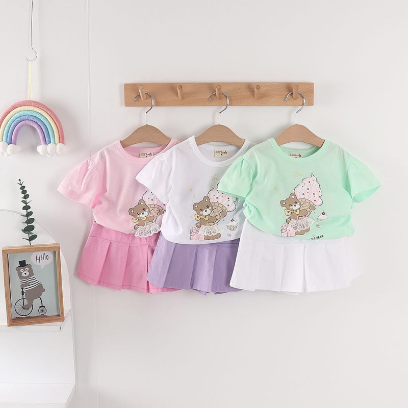 Olive denim - Korean Children Fashion - #childofig - Mesh Bear Tee - 2