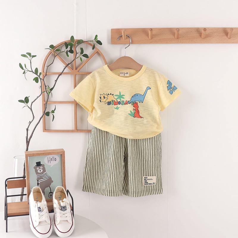 Olive denim - Korean Children Fashion - #childofig - Dino Tee - 10