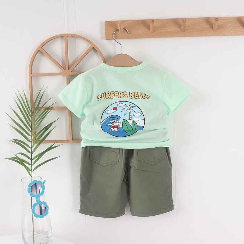 Olive denim - Korean Children Fashion - #childofig - Surfing Bear Tee - 9