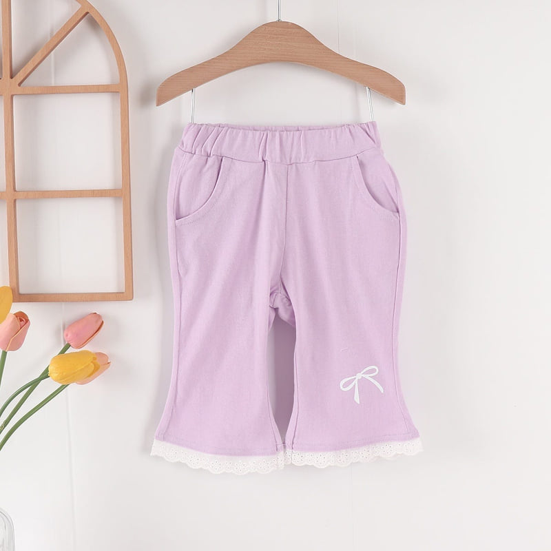 Olive denim - Korean Children Fashion - #childofig - Ribbon Lace Pants - 6