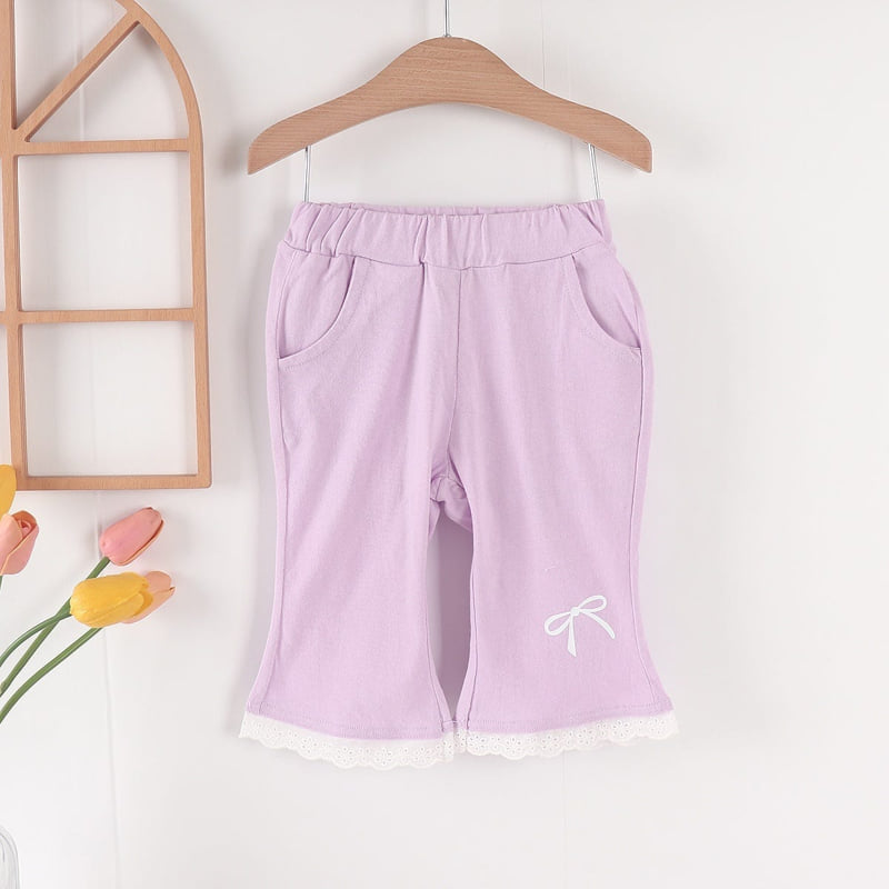 Olive denim - Korean Children Fashion - #childofig - Ribbon Lace Pants - 7