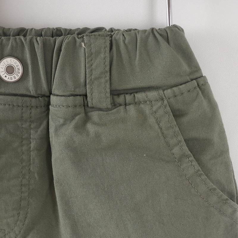 Olive denim - Korean Children Fashion - #childofig - Cotton Shorts - 5
