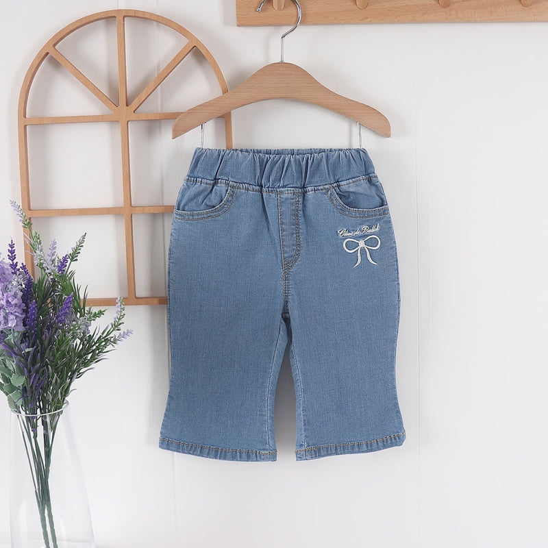 Olive denim - Korean Children Fashion - #childofig - Denim Ribbed Shorts - 2