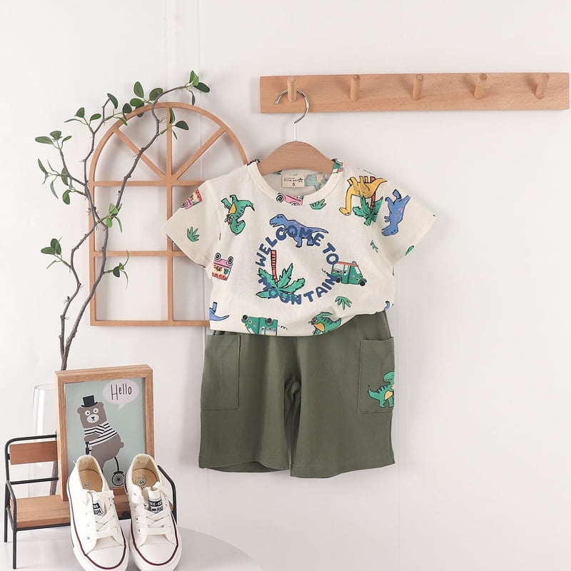 Olive denim - Korean Children Fashion - #childofig - Jurassic Tee - 8