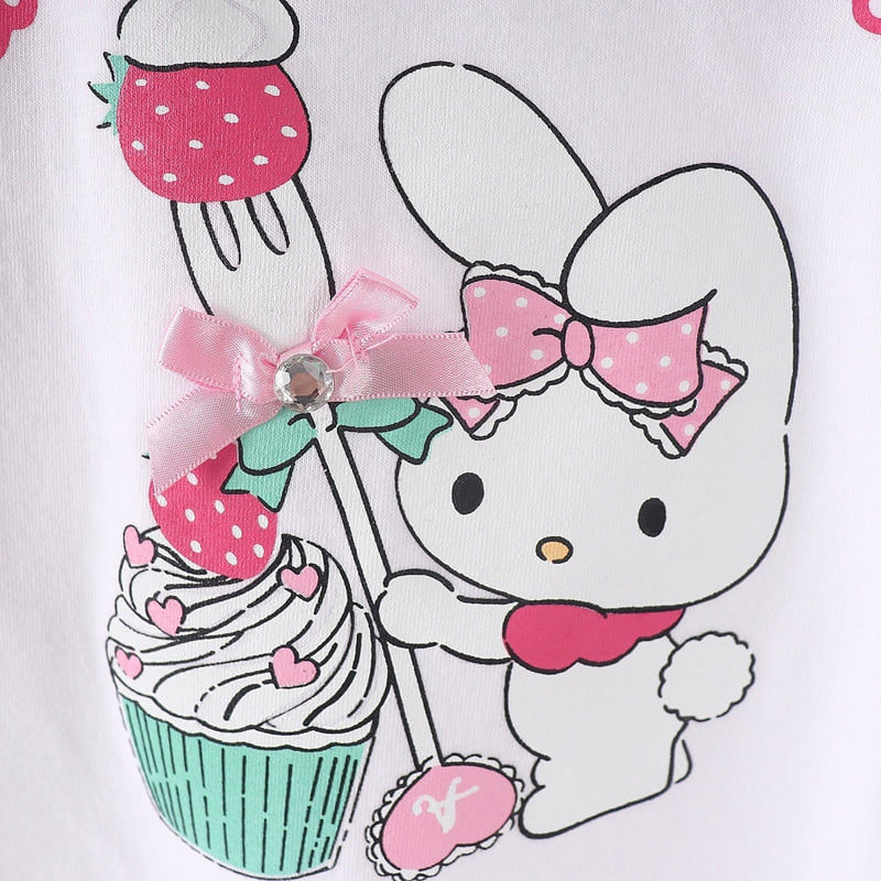 Olive denim - Korean Children Fashion - #childofig - Cake Strawberry Rabbit Tee - 7