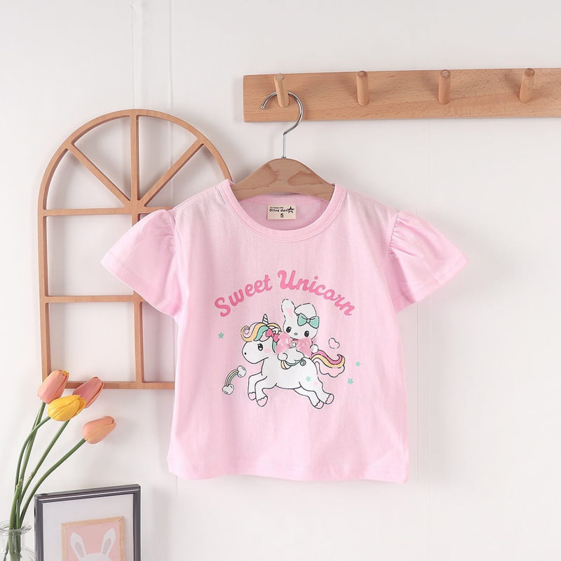 Olive denim - Korean Children Fashion - #childofig - Rabbit Unicorn Tee - 6