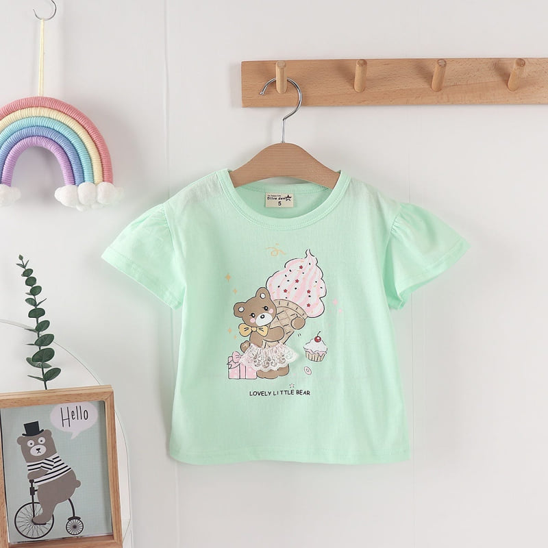 Olive denim - Korean Children Fashion - #childrensboutique - Mesh Bear Tee - 3