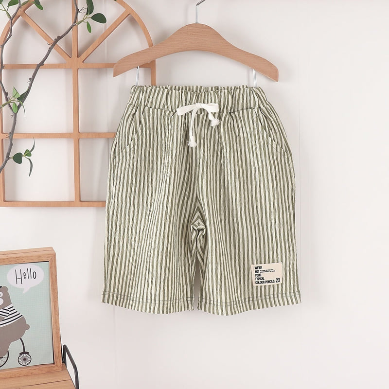 Olive denim - Korean Children Fashion - #childofig - Stripe Shorts - 4